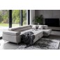Canapé d'angle convertible en tissu luxe 5 places, ANNECY, couleur gris clair, angle droit