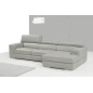 Canapé d'angle en cuir italien 5 places PERLE, gris clair, angle droit Canapé d'angle en cuir italien 5 places PERLE, gris clair, angle droit