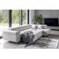 Canapé d'angle convertible en tissu luxe 5 places, ANNECY, couleur ivoire, angle droit (vu de face) Canapé d'angle convertible en tissu luxe 5 places, ANNECY, couleur ivoire, angle droit (vu de face)