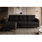 Canapé d'angle convertible en tissu luxe, rangement - noir, angle gauche (vu de face), ROXANE, 4 places Canapé d'angle convertible en tissu luxe, rangement - noir, angle gauche (vu de face), ROXANE, 4 places