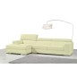 Canapé d'angle en cuir italien 5 places PERLE, écru, angle gauche