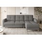 Canapé d'angle convertible en tissu luxe, rangement - gris, angle droit (vu de face), ROXANE, 4 places Canapé d'angle convertible en tissu luxe, rangement - gris, angle droit (vu de face), ROXANE, 4 places