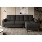 Canapé d'angle convertible en tissu luxe, rangement - gris foncé, angle droit (vu de face), ROXANE, 4 places Canapé d'angle convertible en tissu luxe, rangement - gris foncé, angle droit (vu de face), ROXANE, 4 places