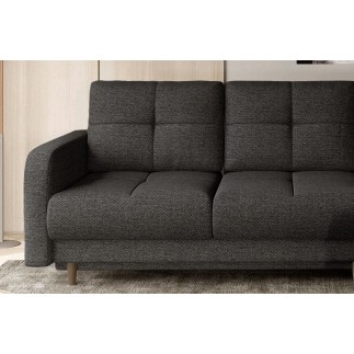Canapé d'angle convertible en tissu luxe, rangement - gris foncé, angle droit (vu de face), ROXANE
