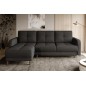 Canapé d'angle convertible en tissu luxe, rangement - gris foncé, angle gauche (vu de face), ROXANE, 4 places Canapé d'angle convertible en tissu luxe, rangement - gris foncé, angle gauche (vu de face), ROXANE, 4 places