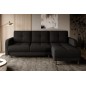 Canapé d'angle convertible en tissu luxe, rangement - noir, angle droit (vu de face), ROXANE, 4 places Canapé d'angle convertible en tissu luxe, rangement - noir, angle droit (vu de face), ROXANE, 4 places