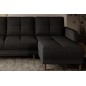Canapé d'angle convertible en tissu luxe, rangement - noir, angle droit (vu de face), ROXANE, 4 places Canapé d'angle convertible en tissu luxe, rangement - noir, angle droit (vu de face), ROXANE, 4 places