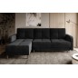 Canapé d'angle convertible en tissu velours luxe, rangement - noir, angle gauche (vu de face), ROXANE VELOURS, 4 places Canapé d'angle convertible en tissu velours luxe, rangement - noir, angle gauche (vu de face), ROXANE VELOURS, 4 places