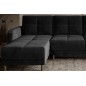 Canapé d'angle convertible en tissu velours luxe, rangement - noir, angle gauche (vu de face), ROXANE VELOURS, 4 places Canapé d'angle convertible en tissu velours luxe, rangement - noir, angle gauche (vu de face), ROXANE VELOURS, 4 places