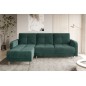 Canapé d'angle convertible en tissu velours luxe, rangement - vert foncé, angle gauche (vu de face), ROXANE VELOURS, 4 places Canapé d'angle convertible en tissu velours luxe, rangement - vert foncé, angle gauche (vu de face), ROXANE VELOURS, 4 places