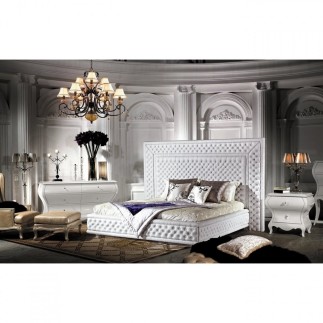 Lit en cuir italien de luxe PALACE, blanc, 140x190