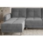 Canapé d'angle convertible en tissu velours luxe, rangement - gris, angle gauche (vu de face), ROXANE VELOURS, 4 places Canapé d'angle convertible en tissu velours luxe, rangement - gris, angle gauche (vu de face), ROXANE VELOURS, 4 places