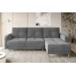 Canapé d'angle convertible en tissu velours luxe, rangement - gris, angle droit(vu de face), ROXANE VELOURS, 4 places Canapé d'angle convertible en tissu velours luxe, rangement - gris, angle droit(vu de face), ROXANE VELOURS, 4 places