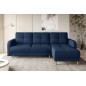 Canapé d'angle convertible en tissu velours luxe, rangement - bleu foncé, angle droit (vu de face), ROXANE VELOURS, 4 places Canapé d'angle convertible en tissu velours luxe, rangement - bleu foncé, angle droit (vu de face), ROXANE VELOURS, 4 places