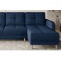Canapé d'angle convertible en tissu velours luxe, rangement - bleu foncé, angle droit (vu de face), ROXANE VELOURS, 4 places Canapé d'angle convertible en tissu velours luxe, rangement - bleu foncé, angle droit (vu de face), ROXANE VELOURS, 4 places