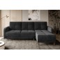 Canapé d'angle convertible en tissu velours luxe, rangement - gris foncé, angle droit (vu de face), ROXANE VELOURS, 4 places Canapé d'angle convertible en tissu velours luxe, rangement - gris foncé, angle droit (vu de face), ROXANE VELOURS, 4 places