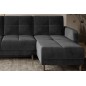 Canapé d'angle convertible en tissu velours luxe, rangement - gris foncé, angle droit (vu de face), ROXANE VELOURS, 4 places Canapé d'angle convertible en tissu velours luxe, rangement - gris foncé, angle droit (vu de face), ROXANE VELOURS, 4 places