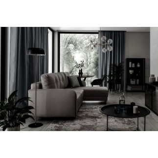 Canapé d'angle convertible en tissu velours luxe, rangement - gris foncé, angle droit (vu de face), ROXANE VELOURS