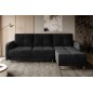 Canapé d'angle convertible en tissu velours luxe, rangement - noir, angle droit(vu de face), ROXANE VELOURS, 4 places Canapé d'angle convertible en tissu velours luxe, rangement - noir, angle droit(vu de face), ROXANE VELOURS, 4 places