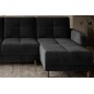 Canapé d'angle convertible en tissu velours luxe, rangement - noir, angle droit(vu de face), ROXANE VELOURS, 4 places Canapé d'angle convertible en tissu velours luxe, rangement - noir, angle droit(vu de face), ROXANE VELOURS, 4 places
