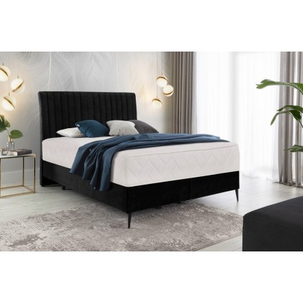 Ensemble lit + sommier + matelas tissu velours noir - 180x200 cm- BLASIO de VENESETTI