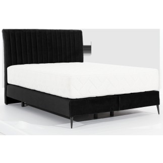 Ensemble lit + sommier + matelas tissu velours noir - 180x200 cm- BLASIO de VENESETTI