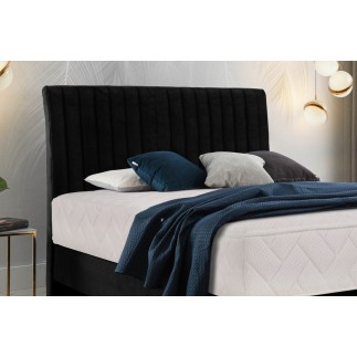 Ensemble lit + sommier + matelas tissu velours noir - 160x200 cm - BLASIO de VENESETTI
