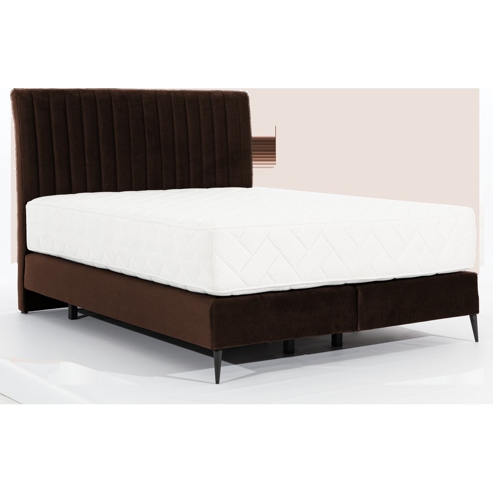 Ensemble lit + sommier + matelas tissu velours chocolat - 140x200 cm - BLASIO de VENESETTI Ensemble lit + sommier + matelas tissu velours chocolat - 140x200 cm - BLASIO de VENESETTI