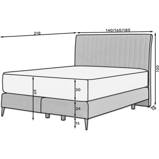 Ensemble lit + sommier + matelas tissu velours chocolat - 140x200 cm - BLASIO de VENESETTI