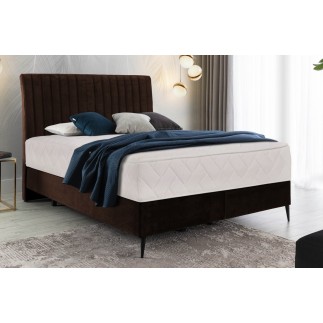 Ensemble lit + sommier + matelas BLASIO de VENESETTI - velours chocolat - 180x200 cm
