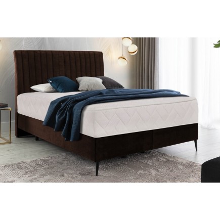 Ensemble lit + sommier + matelas BLASIO de VENESETTI - velours chocolat - 180x200 cm