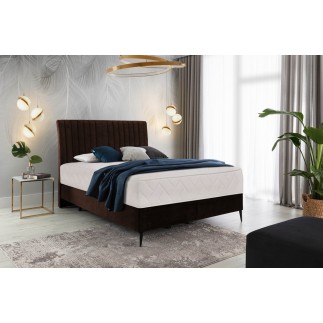 Ensemble lit + sommier + matelas BLASIO de VENESETTI - velours chocolat - 180x200 cm