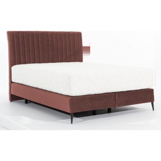 Ensemble lit + sommier + matelas BLASIO de VENESETTI - velours rose pale- 140x200 cm