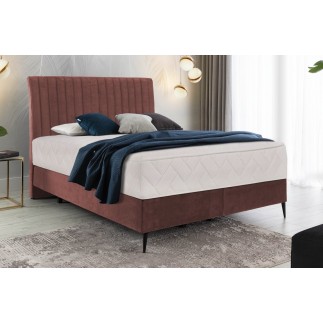 Ensemble lit + sommier + matelas BLASIO de VENESETTI - velours rose pale- 140x200 cm