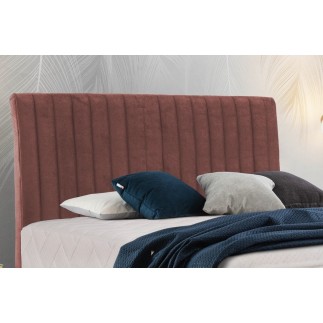 Ensemble lit + sommier + matelas BLASIO de VENESETTI - velours rose pale - 160x200 cm