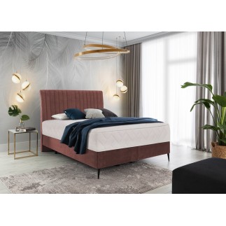 Ensemble lit + sommier + matelas BLASIO de VENESETTI - velours rose pale - 180x200 cm