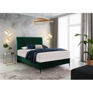 Ensemble lit + sommier + matelas BLASIO de VENESETTI - velours vert foncé - 140x200 cm