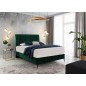 Ensemble lit + sommier + matelas BLASIO de VENESETTI - velours vert foncé - 140x200 cm