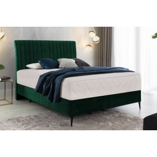 Ensemble lit + sommier + matelas BLASIO de VENESETTI - velours vert foncé - 160x200 cm