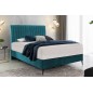 Ensemble lit + sommier + matelas BLASIO de VENESETTI - velours bleu turquoise - 140x200 cm