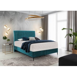 Ensemble lit + sommier + matelas BLASIO de VENESETTI - velours bleu turquoise - 160x200 cm