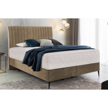 Ensemble lit + sommier + matelas tissu velours beige - 140x200 cm - BLASIO de VENESETTI