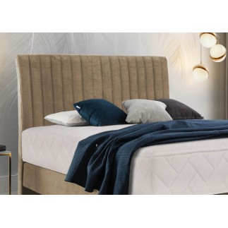 Ensemble lit + sommier + matelas, tissu velours beige - 160x200 cm - BLASIO de VENESETTI