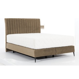 Ensemble lit + sommier + matelas, tissu velours beige - 160x200 cm - BLASIO de VENESETTI