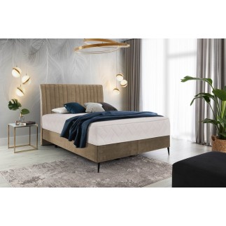 Ensemble lit + sommier + matelas, tissu velours beige - 180x200 cm - BLASIO de VENESETTI