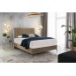 Ensemble lit + sommier + matelas, tissu velours beige - 180x200 cm - BLASIO de VENESETTI