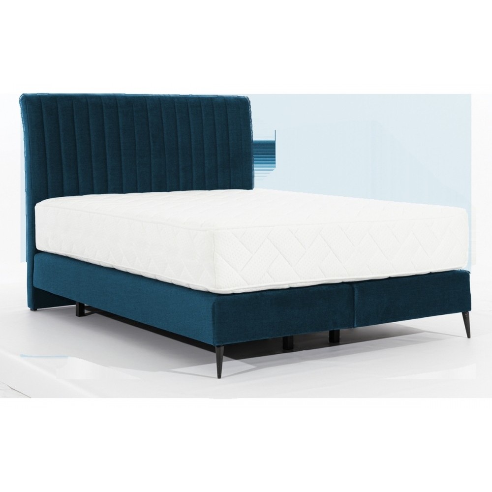 Ensemble lit + sommier + matelas tissu velours bleu foncé - 180x200 cm- BLASIO de VENESETTI Ensemble lit + sommier + matelas tissu velours bleu foncé - 180x200 cm- BLASIO de VENESETTI