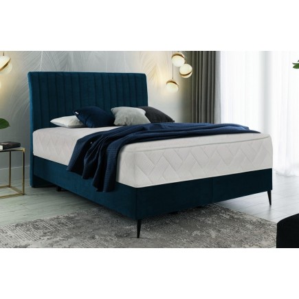 Ensemble lit + sommier + matelas tissu velours bleu foncé - 180x200 cm- BLASIO de VENESETTI