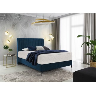 Ensemble lit + sommier + matelas tissu velours bleu foncé - 180x200 cm- BLASIO de VENESETTI