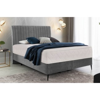 Ensemble lit + sommier + matelas tissu velours gris - 160x200 cm - BLASIO de VENESETTI